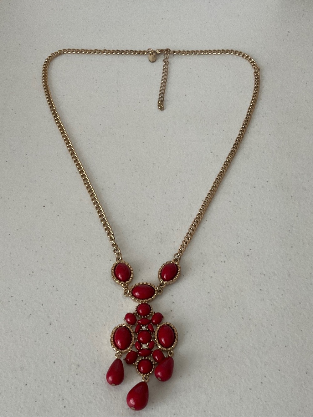 Charming Charlie Gold-Tone Red Statement Bib Necklace